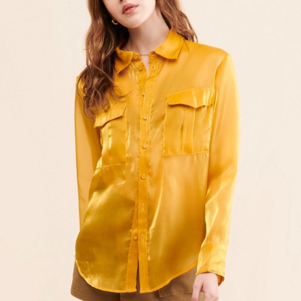 Anthropologie Audette Cargo Sheer Shirt, NEW